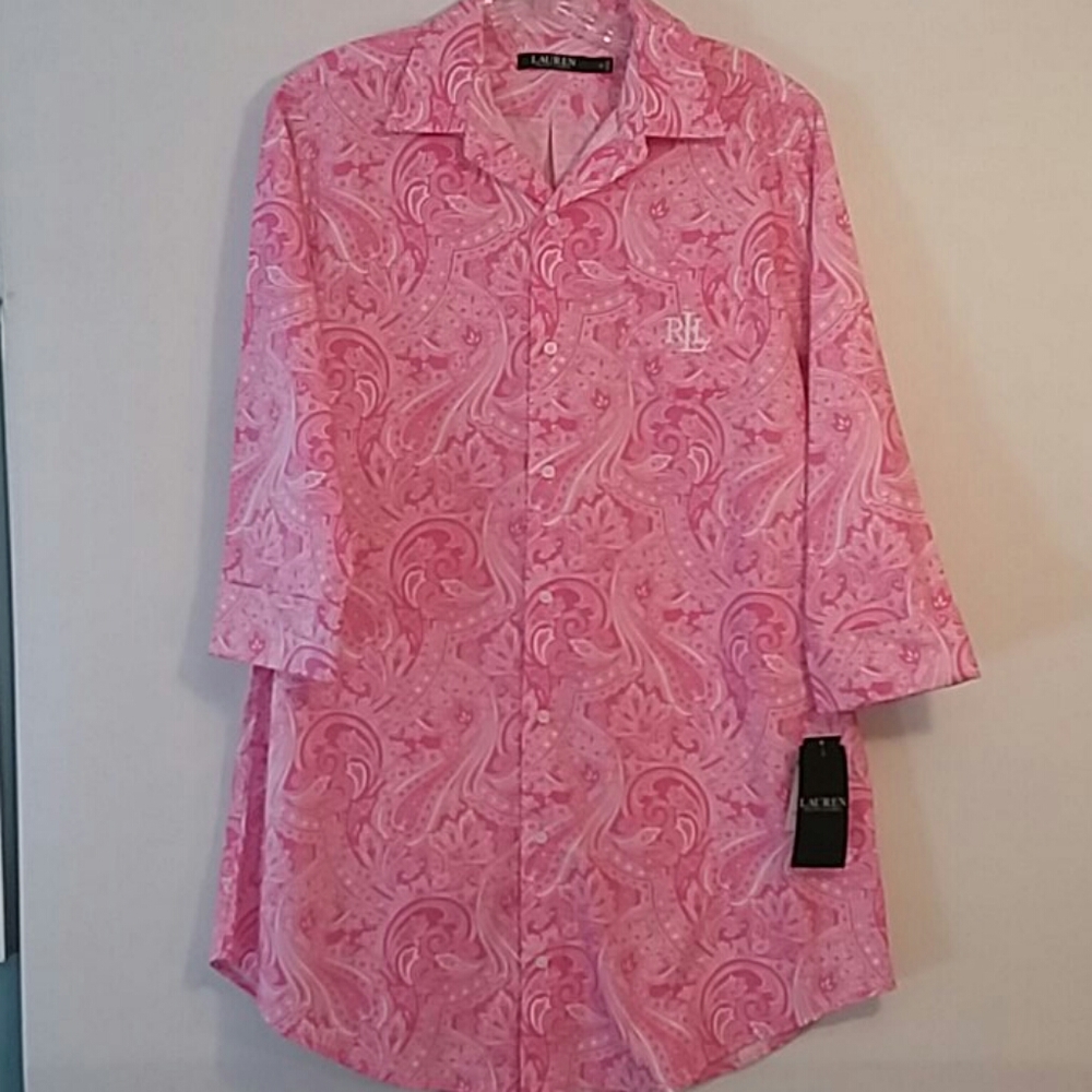 Lauren Ralph Lauren Pink Paisley Nightshirt Small